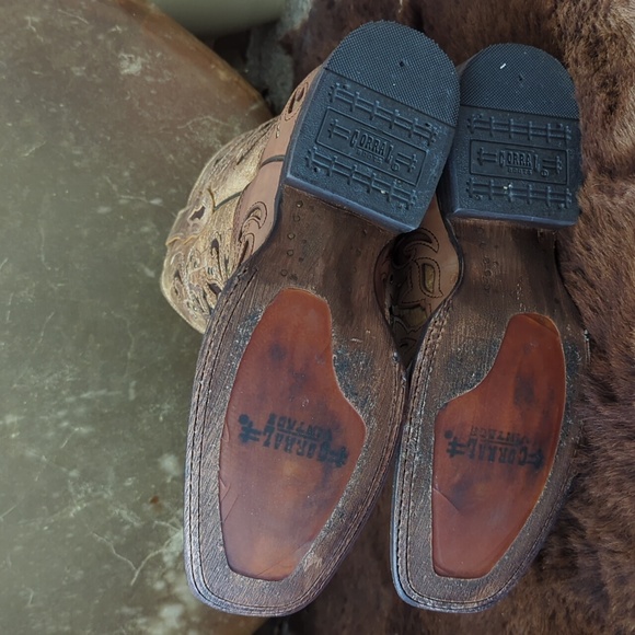 CORRAL C1167 antique tan distressed leather cowgirl western boots square toe 9.5 - Picture 13 of 16